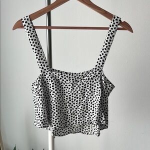XIX Palms White and Black Sleeveless Crop Tank Top 1